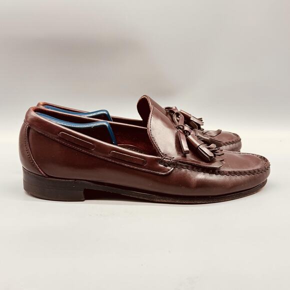 Sebago Shoes Mens 11 Brown Leather Tassel Loafers Handsewn Slip On Moc Toe - Picture 1 of 11